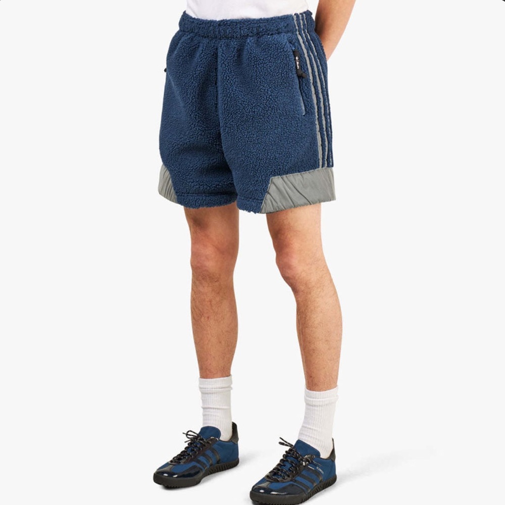 Adidas x Blondey McCoy Blue Sherpa Shorts | Large